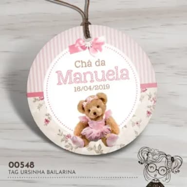 Tag Redonda Ursinha Bailarina - 00548