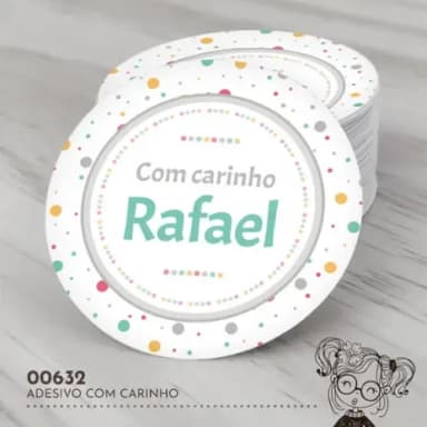 Adesivo Redondo com Carinho - 00632