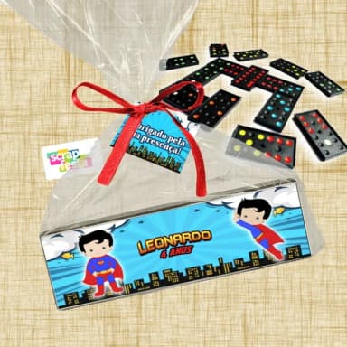 Dominó+embalagem+tag Personalizado Festa Super Homem Heróis