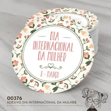 Adesivo Redondo Dia Internacional da Mulher - 00376