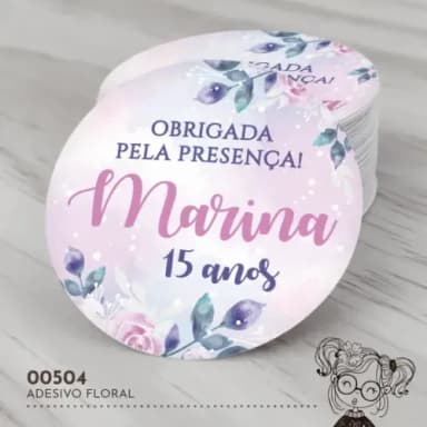Adesivo Redondo Floral - 00504