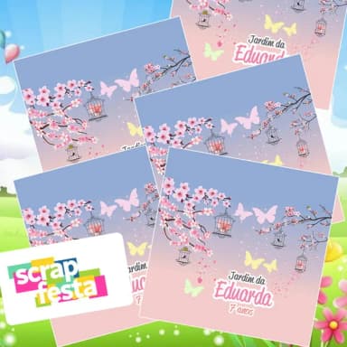 Adesivo Personalizado Quadrado 11x11 Jardim Borboletas