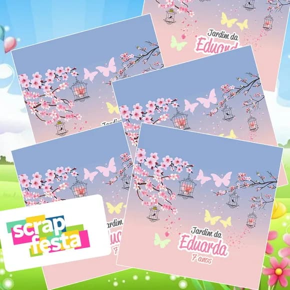Adesivo Personalizado Quadrado 11x11 Jardim Borboletas