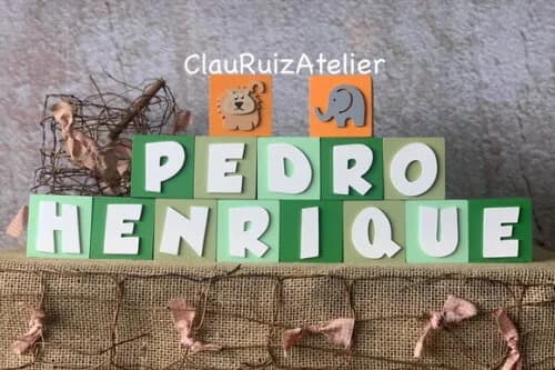 Decoração Bebê - Cubos 6x6cm Safari