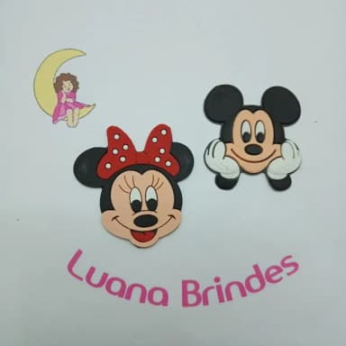 Aplique Minie e Mickey de Borracha 5cm Pct 4 Unidades