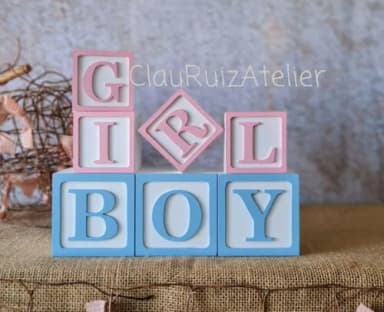Chá Revelação CUBOS 6X6 E 8X8cm