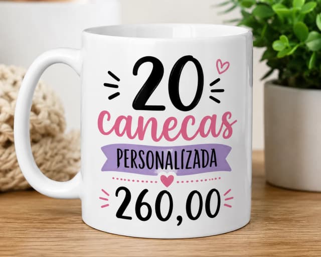 20 canecas personalizadas com sua arte