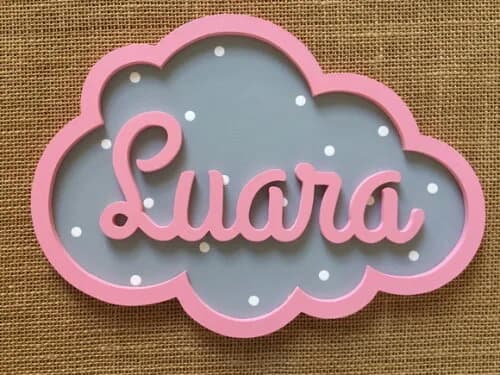 PORTA DE MATERNIDADE NUVEM COM NOME
