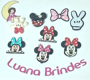 Apliques Minnie Variados de Acrílico - Pct C/7 Unid