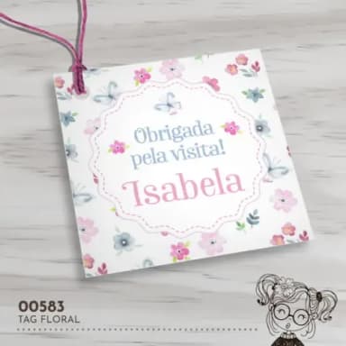 Tag Quadrada Flores - 00583