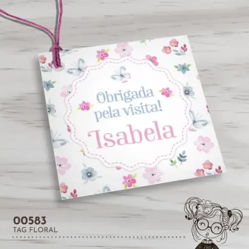 Tag Quadrada Flores - 00583