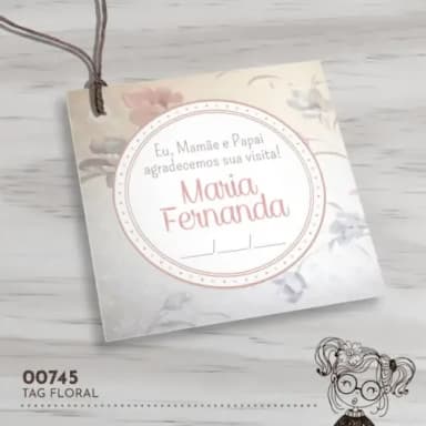 Tag Quadrada Floral - 00745
