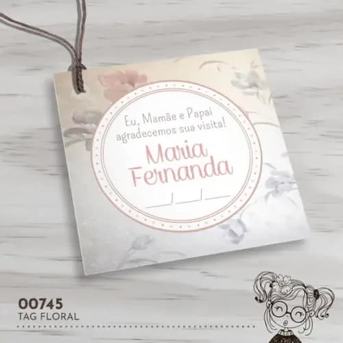 Tag Quadrada Floral - 00745