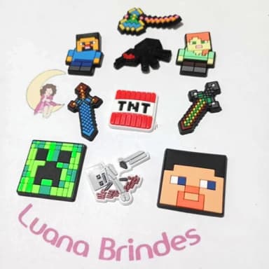 Aplique Minecraft Emborrachado 2,6cm Pacote com 10 Unidades