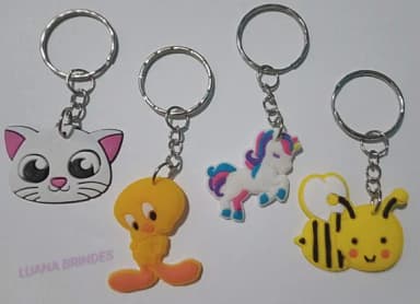 Chaveiros Animais Variados de Borracha - Pct C/8 Unid