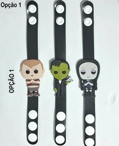 Pulseira Wandinha Emborrachada 19cm Pacotes com 3 Unidades