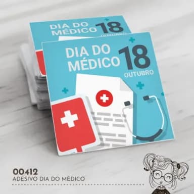 Adesivo Quadrado Dia do Médico - 00412