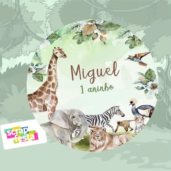 Sousplat de Papel Festa Safari Aquarela Realista