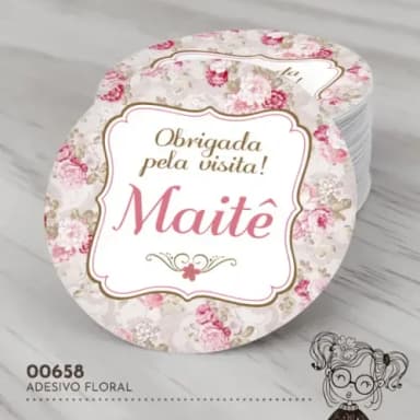Adesivo Redondo Floral - 00658