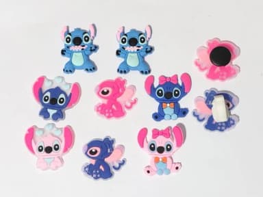 Stitch e Angel C/adaptador P/tênis ou Sandalia 8 Unidades