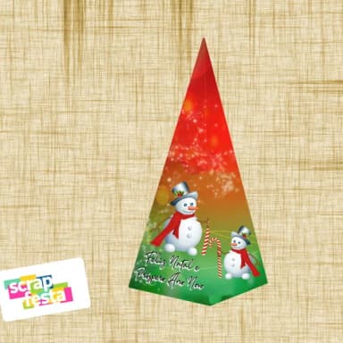 Caixa Pirâmide Cone Festa Natal Boneco de Neve