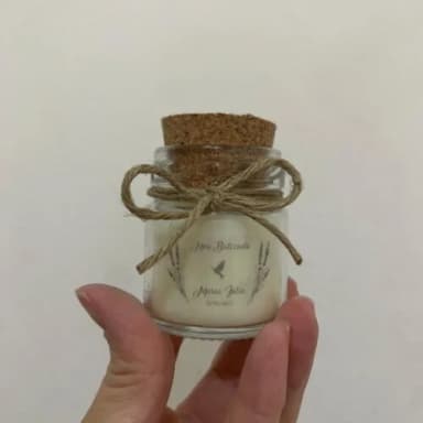 Lembrança Batizado Vela Aromática Vidro c/ Rolha e Sisal