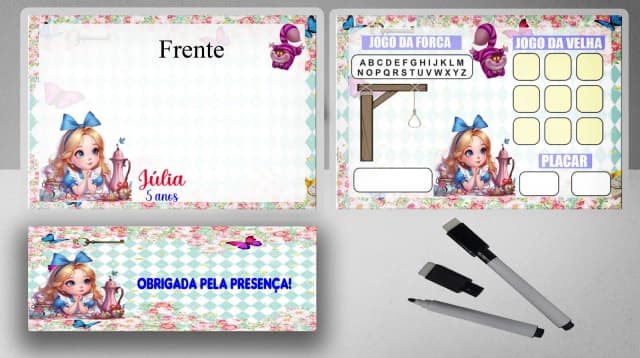 Lousa Magica Infantil Personalizada da Alice no Pais das Maravilhas