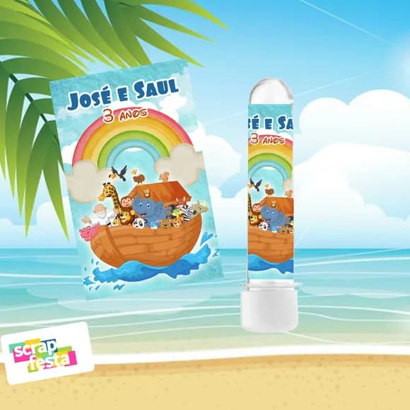 Tubete 13 cm Personalizado Festa Arca de Noé Bíblia
