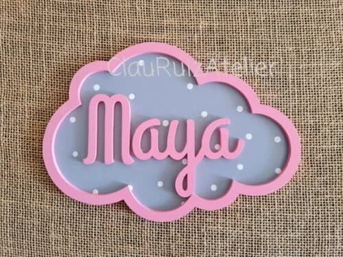 PORTA DE MATERNIDADE NUVEM COM NOME