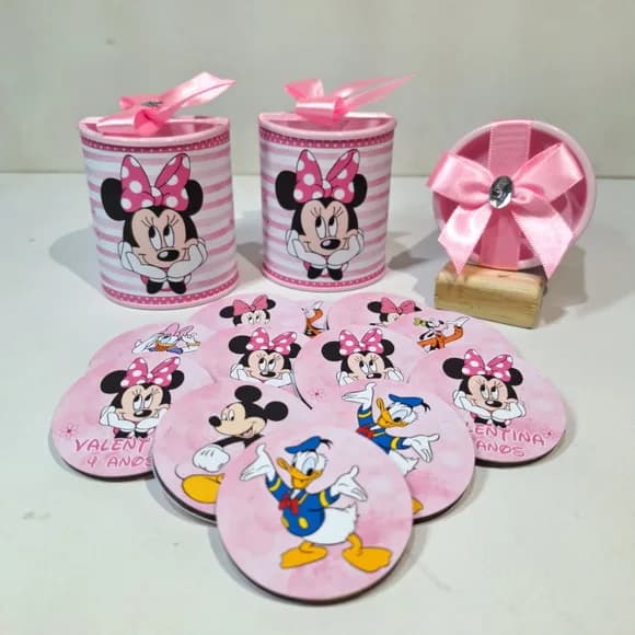 Jogo da Memória em mdf na Tubo Lata - Minnie Rosa