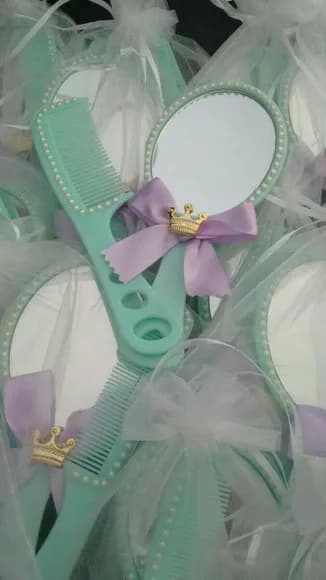 Lembrancinha Luxo Espelho e Pente Personalizado Festa Sereia