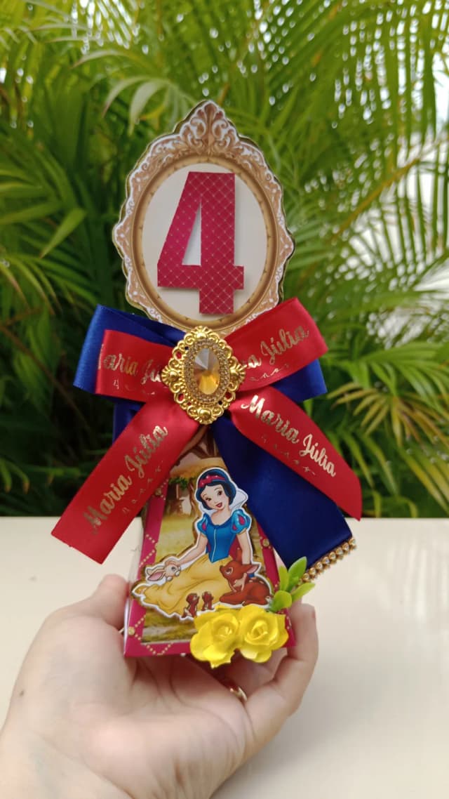 Caixa Pirâmide Luxo Personalizados Festa Branca de Neve