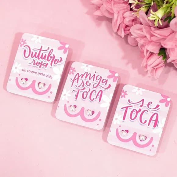 Tag com Brinco Outubro Rosa