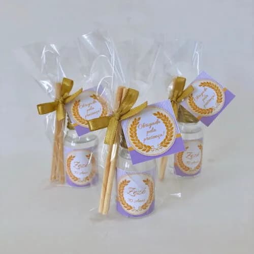 Lembrança Aniversário 70 Anos Aromatizador Lilás e Dourado