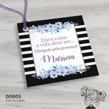 Tag Quadrada Floral - 00805