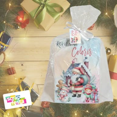 Revista Colorir+saquinho+fitinha+tag Natal Aquarela