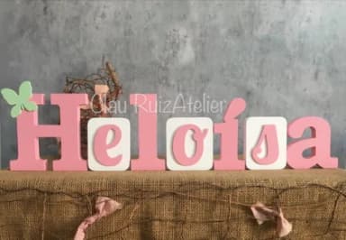Letras de MDF em Bloco Com Borboleta