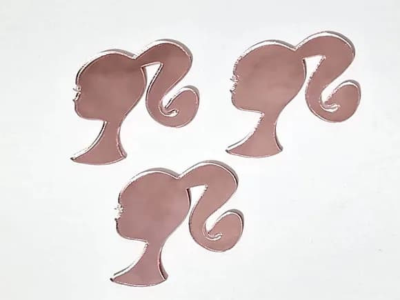 Aplique Barbie Acrílico Espelhado Rose Pacotes com 10 Peças