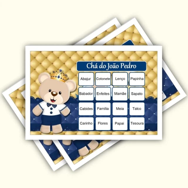 Bingo Chá de Bebê Menino Pdf Para Imprimir