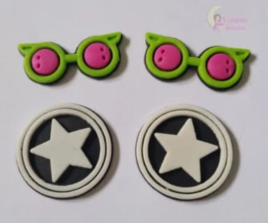 Apliques Mini Óculos e Símbolo de borracha - pct c/8 unid