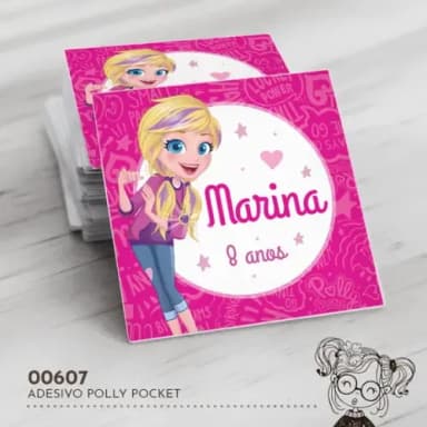 Adesivo Quadrado Polly Pocket - 00607