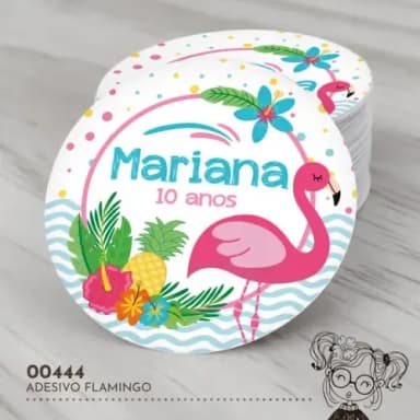 Adesivo Redondo Flamingo - 00444