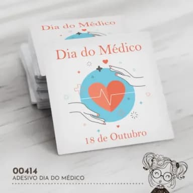 Adesivo Quadrado Dia do Médico - 00414