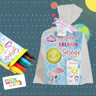 Revista Colorir+saquinho+fitinha+tag Espaço Astronauta