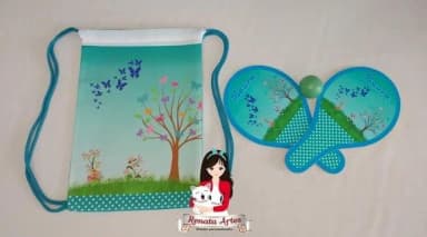 Mochila Ping Pong Personalizada Tema Borboletas Azul