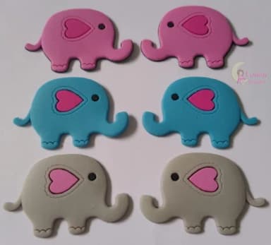 Aplique Elefante Colorido Emborrachado - Pct C/6 Unidades
