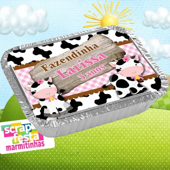 Marmitinha Personalizada Festa Fazendinha Menina Rosa