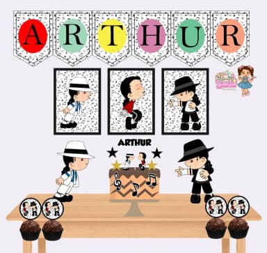 Kit Festa Só Um Bolinho MICHAEL JACKSON - Decoração de Festa
