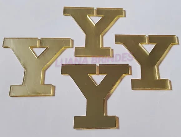Aplique da Letra Y em Acrílico Espelhado Dourado - 5cm