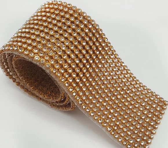 Manta de Strass Dourada Termocolante - 5cm x 45cm